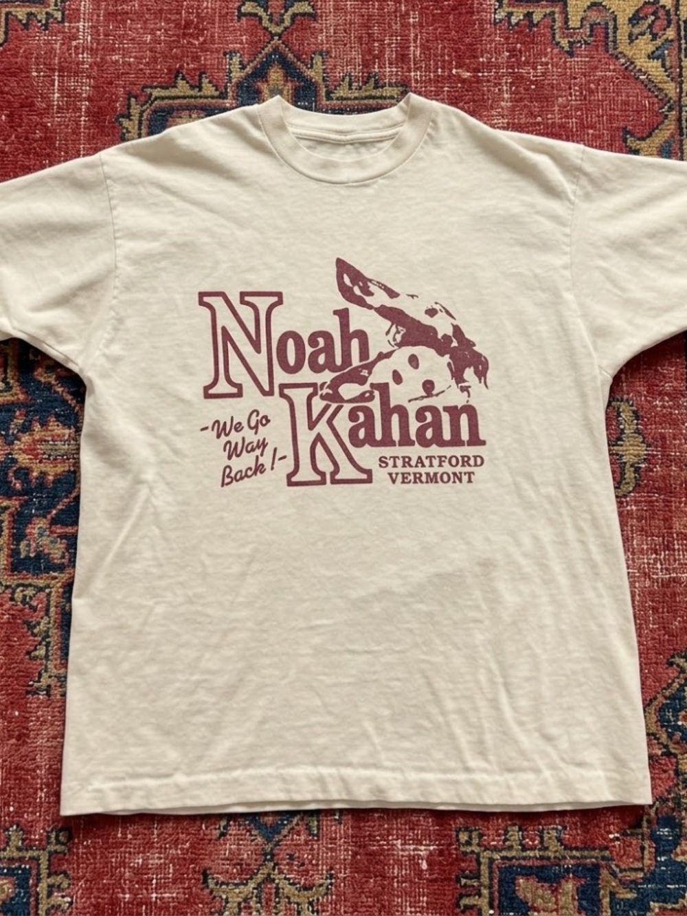 Stratford Vermont Graphic Tee - Cream with Maroon Print